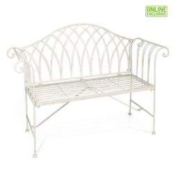Victoria 2-Seater Metal Bench - Antique White